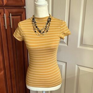 Striped Mustard Yellow Women's Top Size:S
